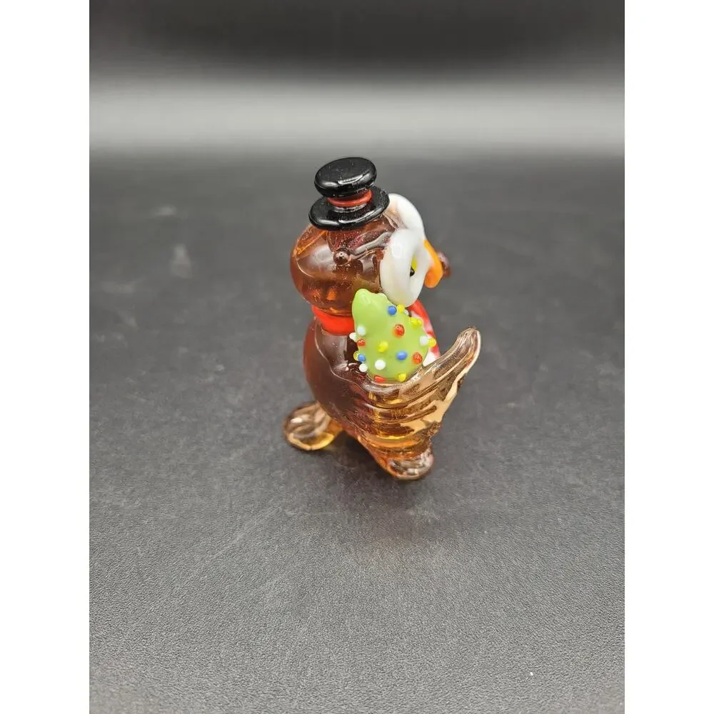 Pier 1 Glass Owl Christmas Figurine wearing Hat Scarf with Christmas Tree 2”